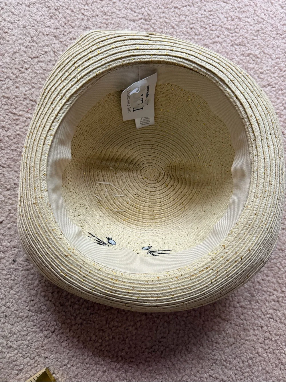 The Children’s Place Baby Girls Cat Straw Sun Hat Floral 12-18M NWT Natural Pink